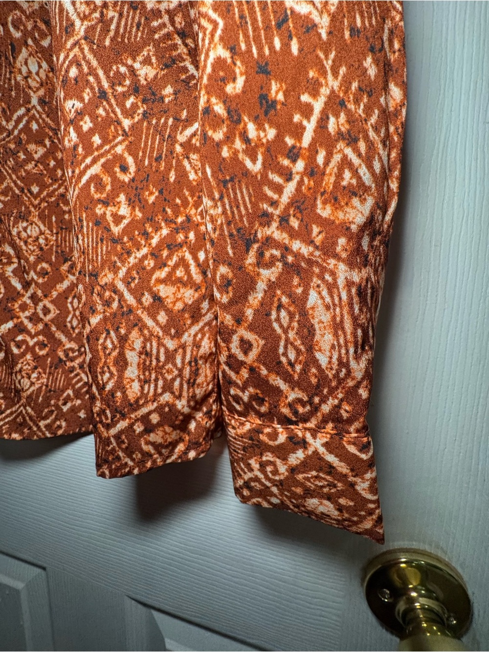 Calvin Klein Rust Patterned Button-Front Blouse - Picture 4 of 7